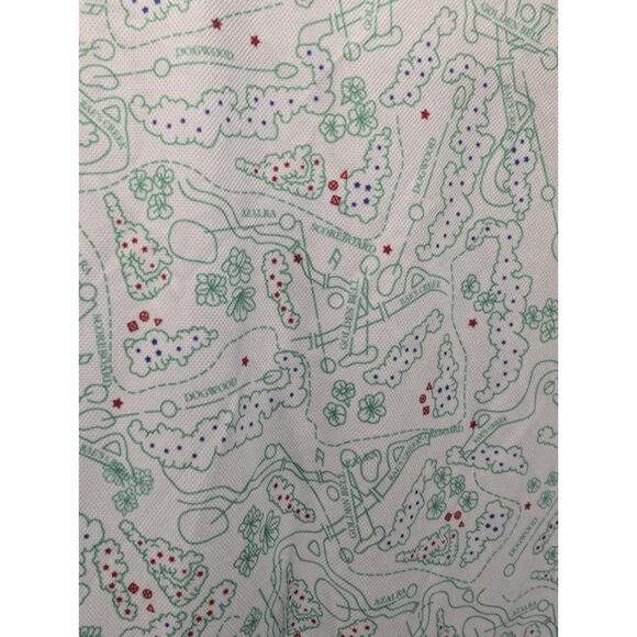 Golf Course Pattern Polo Shirt Men's Size XL White Green Athletic Short Sleeve - Picture 3 of 7